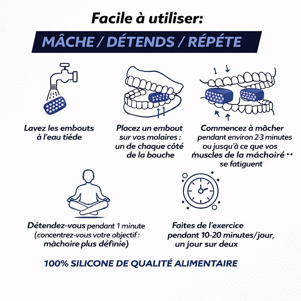 Entraîneur de mâchoire en silicone – Renforcez et sculptez votre visage naturellement
