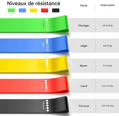 FitElastic™ - Bandes de Résistance TPE( 5 couleurs différentes avec sac)