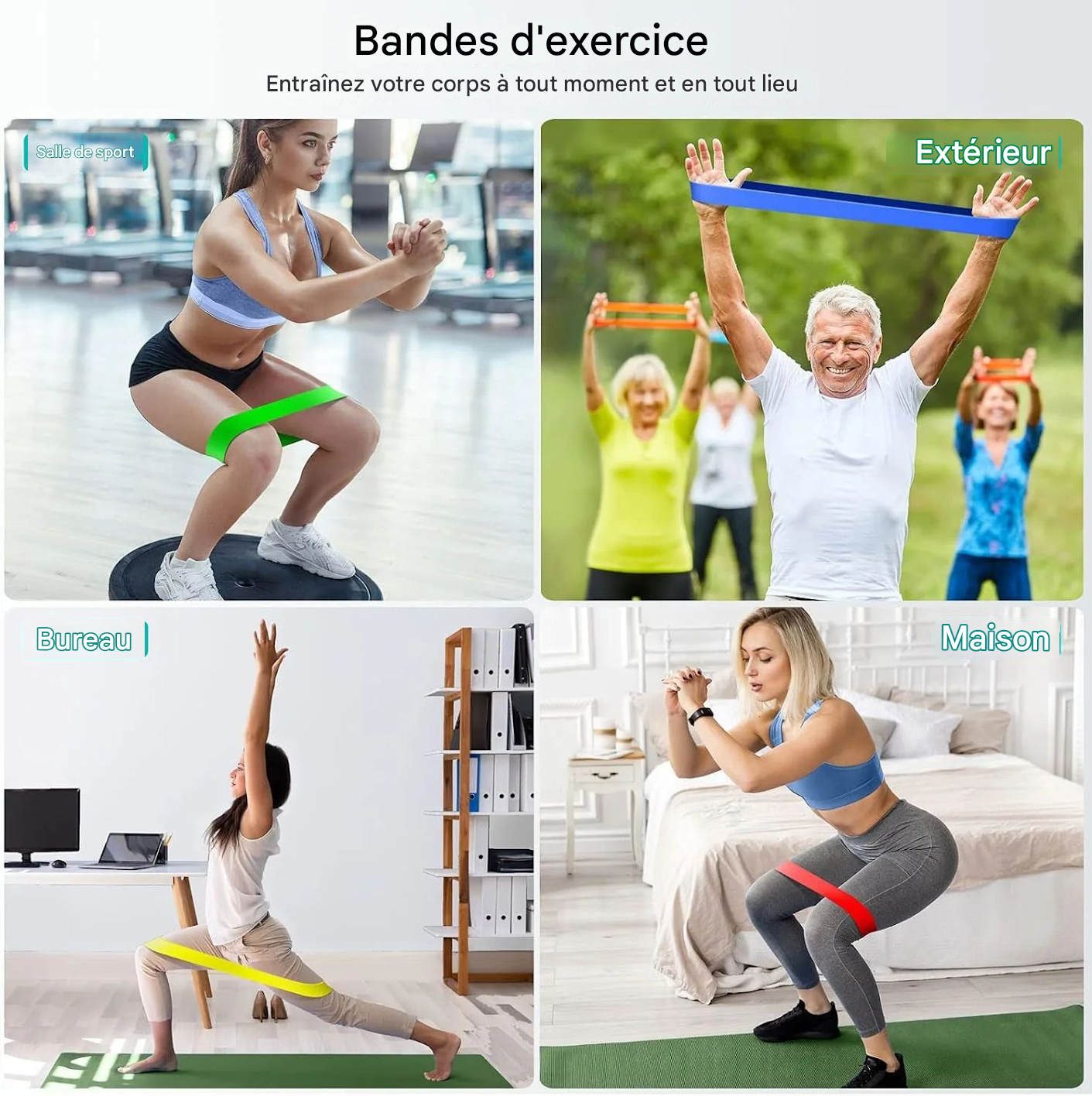 FitElastic™ - Bandes de Résistance TPE( 5 couleurs différentes avec sac)