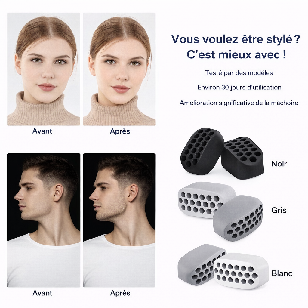 Entraîneur de mâchoire en silicone – Renforcez et sculptez votre visage naturellement